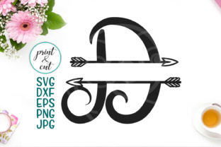 Monogram Letter D with Arrows and Handwritten Style