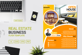 Real Estate Business Flyer Template Design: Amber Circle Colour US Flyer Size