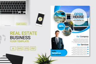Real Estate Flyer Template Design Blue Circle