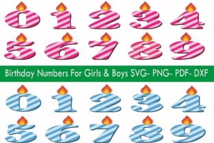 Set of Birthday Font Numbers Svg for Girls Boys and More